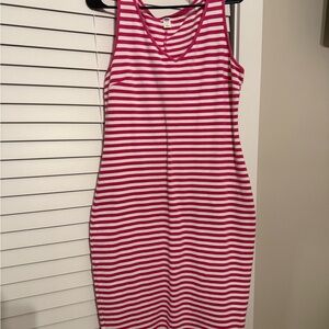 Old Navy Pink and White Striped Midi Dress